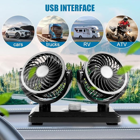 Ventilador Coche Doble Cabeza USB Tecnoferix